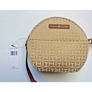 Tommy Hilfiger Joy II Canteen Crossbody, Square Monogram Jacquard Bag, Beige